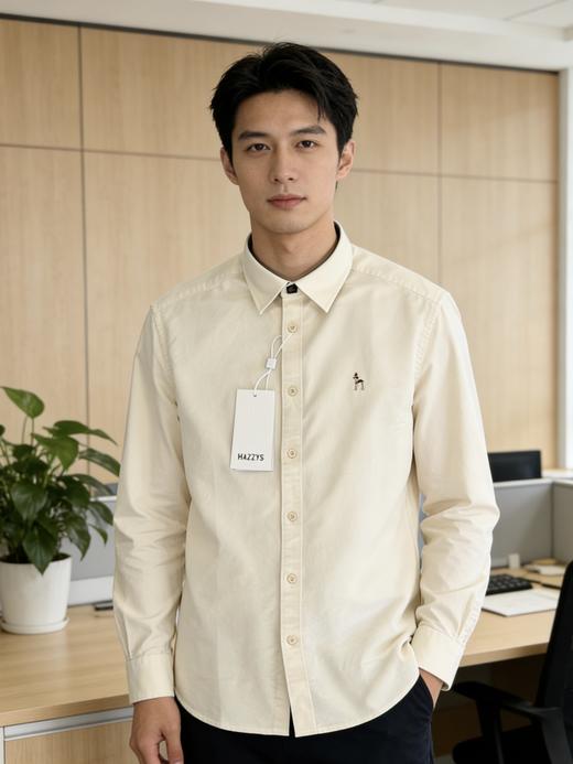 付款减库存，只有280 四色，正品单英伦轻奢！四色HAZZYS（哈吉斯）男士纯色牛津纺长袖衬衫 商品图5