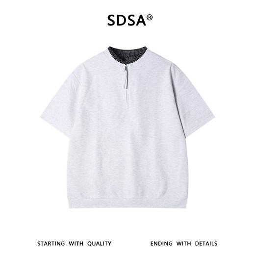 26602SDSA男装2026新款高贵轻奢韩系拼接半拉链立领短袖T恤百搭上衣潮 商品图1