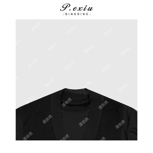 03-4潘依绣丁丁宠粉法式V领修身显瘦小飞袖拼接上衣Q21311 商品图2