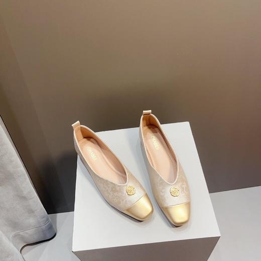 【高定年代】秋季新款新中式鞋子女浅口软底豆豆鞋低跟时尚方头拼接单鞋 商品图1