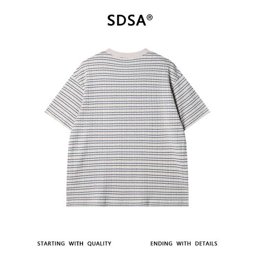8264SDSA男装2026新款高贵轻美式潮牌肌理感撞色条纹圆领短袖T恤百搭 商品图5