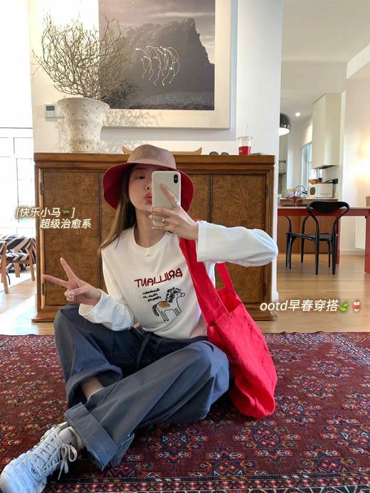 「快乐小马」治愈系白T！100%韩国长绒棉 商品图2