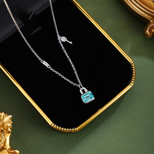 子佩集【灵魂契合】银S925套链【PYT5037-XF】项链培育宝石帕拉伊巴蓝碧玺2601 商品图0