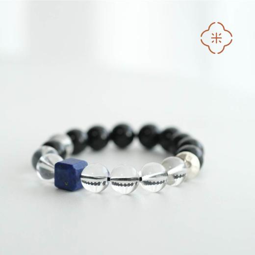 米马饰物 原创设计 黑曜石白水晶青金石手串 金水相生 生肖鼠推荐 商品图4