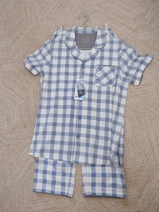 云仓【红豆正品】 coolmxa干爽棉 男士格纹短袖+长裤家居睡衣 商品图1