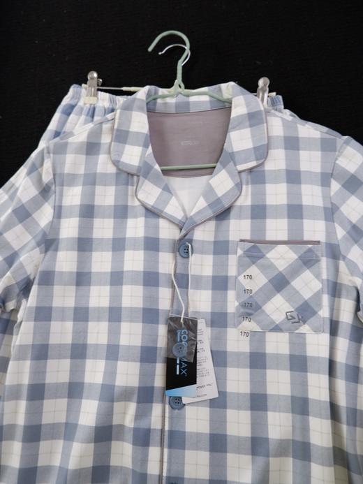 云仓【红豆正品】 coolmxa干爽棉 男士格纹短袖+长裤家居睡衣 商品图2