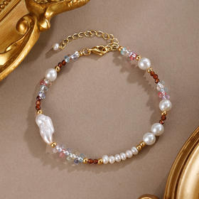 子佩集【虹落星渊】银S925珍珠惜王妃手链【SGB0680001】5.5mm大珠巴洛克镀金2601