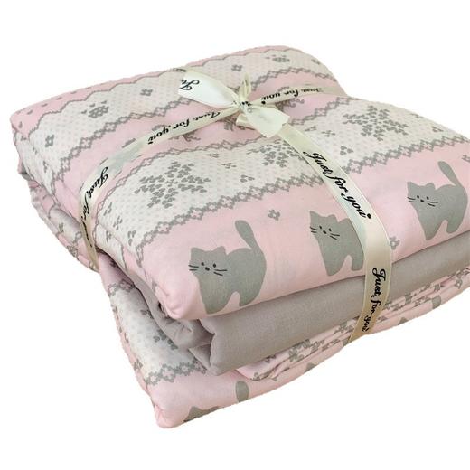 雀说A类韩系全棉双层纱四件套纯棉被套床单床笠款学生宿舍单人三件套ALWTDM 商品图4