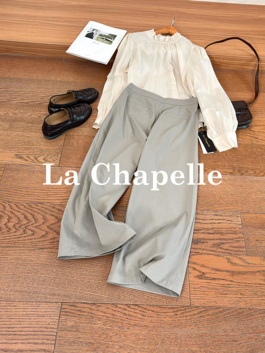 专柜实拍【遮胯显腿直】拉夏贝尔/La Chapelle春夏新款高腰宽松显瘦小个子休闲裤舒适通勤百搭 商品图1