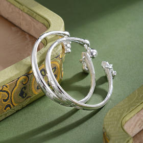 子佩集【幸运萌兔】银S999童镯【YHSZ0145】儿童三叶草吊球兔子2601