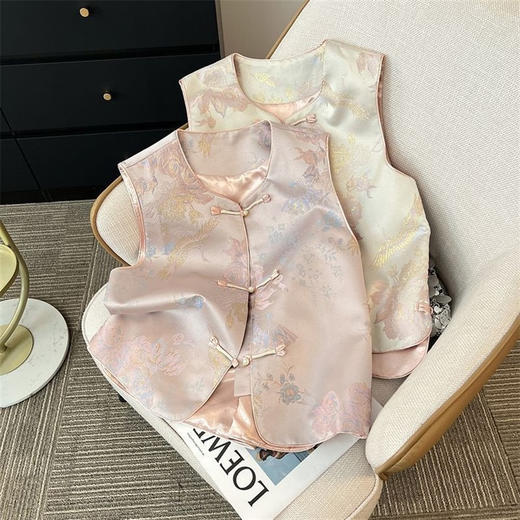 新中式宋锦提花盘扣马甲 商品图8