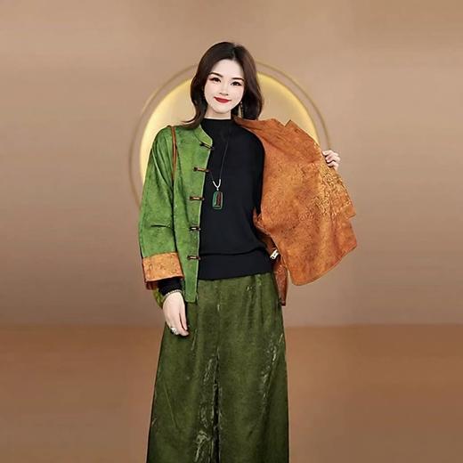 丁摩 春秋新款双面双穿中式国风浮光锦轻奢提花外套复古开衫6ZF-057 商品图3