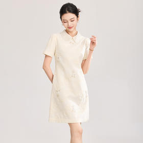 「高货wl」全新升级【铂金会员321/天猫429/差价108】(11947)洛诗琳重工钉珠刺绣连衣裙2026新款小香风娃娃领显瘦A字裙女