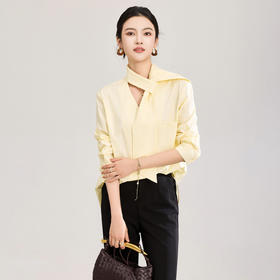 「高货wl」全新升级【铂金会员257/天猫339/差价82】(11317)洛诗琳法式纯棉慵懒宽松衬衫2026春季新款飘带V领上衣