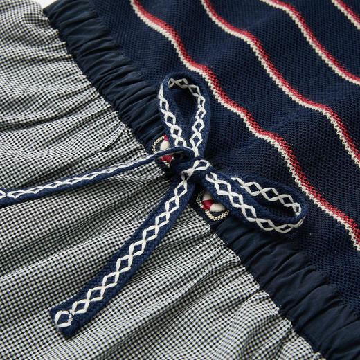 谜底条纹拼接连衣裙无袖2026夏季新品学院风腰部抽绳女262ML0679 商品图3