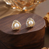 子佩集【玫瑰海雾】银S925珍珠惜王妃耳钉【XXED002】6.8mm珠镀金三环绕2601 商品缩略图0