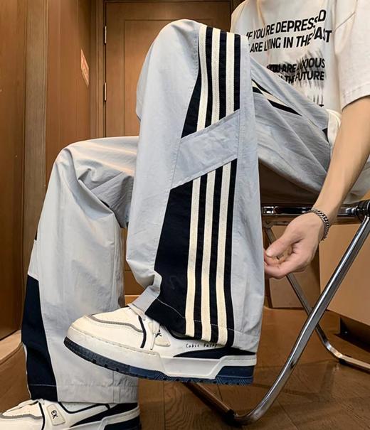 F032337新款三条杠直筒运动卫裤休闲裤美式街头宽松休闲长裤 商品图6