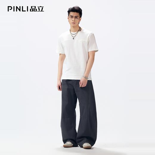 PINLI品立2026夏季新款青年圆领落肩袖百搭纯色短袖T恤上衣体恤男GD262111043 商品图1