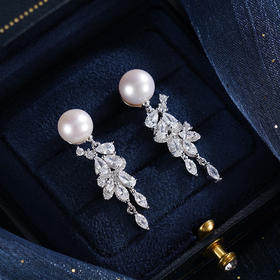子佩集【穗穗珍惜】银S925珍珠惜王妃耳钉【MZEH007】9mm珠流苏麦穗2601