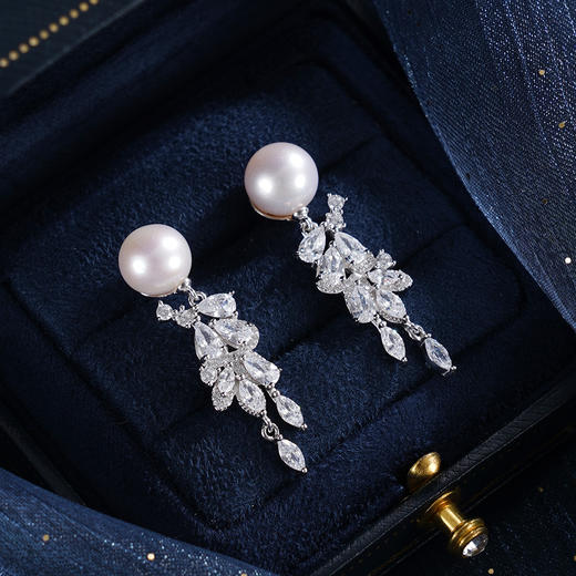 子佩集【穗穗珍惜】银S925珍珠惜王妃耳钉【MZEH007】9mm珠流苏麦穗2601 商品图0