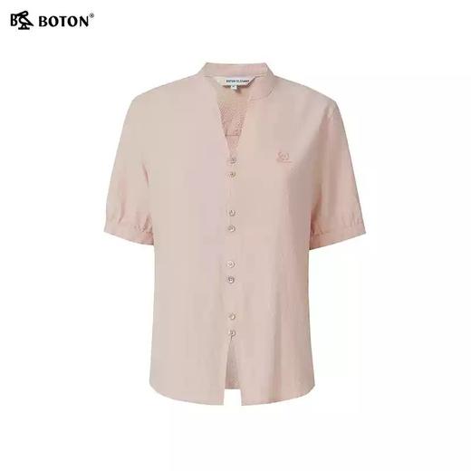 波顿夏女士夏日清爽小 V 领衬衫 纯色肌理感泡泡袖上衣LS057225 商品图6
