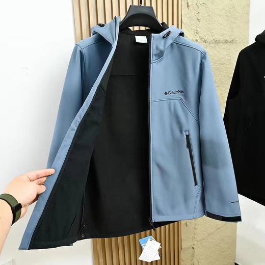 F032313春季秋冬季软壳防水防风内里加绒加厚款连帽冲锋衣 商品图6