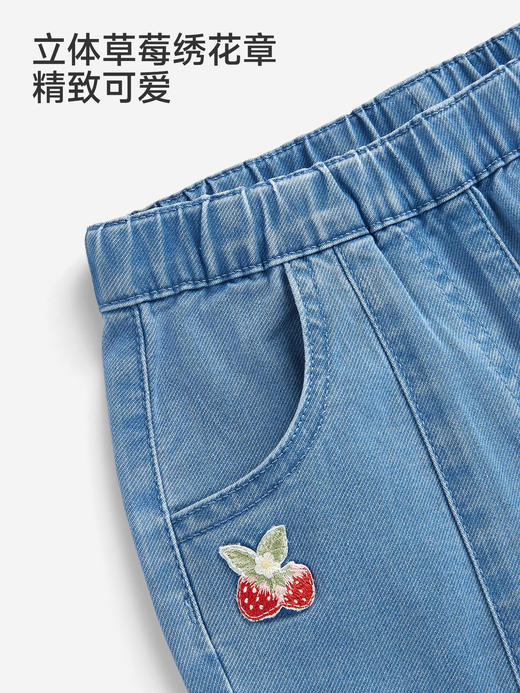 英氏女童中裤夏新款休闲五分裤牛仔蓝薄款裤子YRKZJ2S017A 商品图3