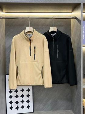 F032342风格百搭户外保暖透气不闷汗半拉链抓绒衣上衣