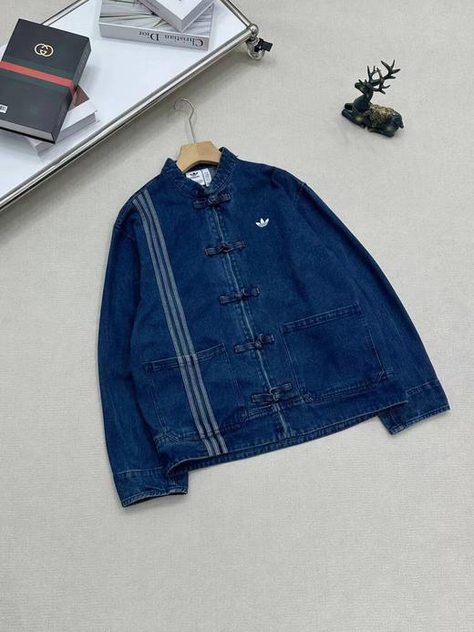 F032333春季新款中国古风男女立领牛仔水洗棉宽松唐装外套 商品图3