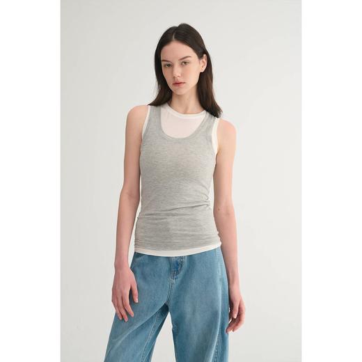 MC两色|莱赛尔春夏舒适透气修身真两件叠穿无袖背心MAISON CECILE 商品图0