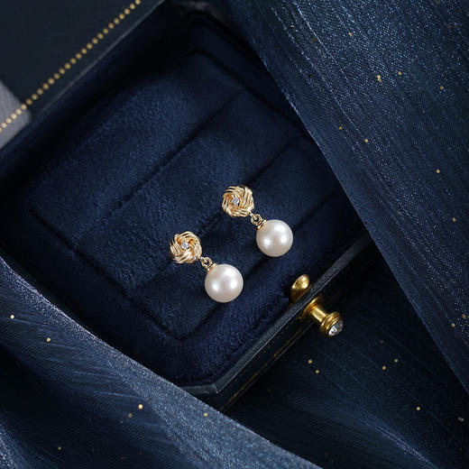 子佩集【皎华流年】银S925珍珠惜王妃耳钉【MLEH007】7mm珠镀金玫瑰2601 商品图1