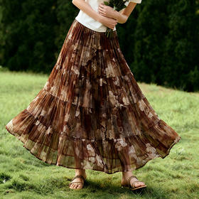 雀说 田园清新百搭碎花半身裙A字大摆裙5774