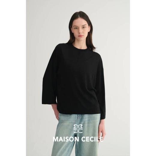 MC三色|莱赛尔亚麻轻盈舒适显比例八分袖肌理感上衣MAISON CECILE 商品图3