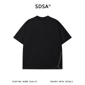 SDSA男装2026新款高贵轻奢潮牌简约纯色侧边拉链圆领短袖T恤百搭