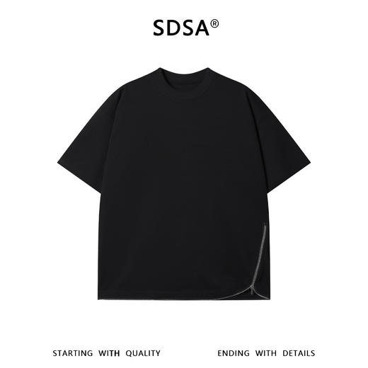 SDSA男装2026新款高贵轻奢潮牌简约纯色侧边拉链圆领短袖T恤百搭 商品图0