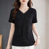 黑色v领短袖t恤女2026新款夏季爆款衣服女装正肩简约上衣半袖体恤 商品缩略图0