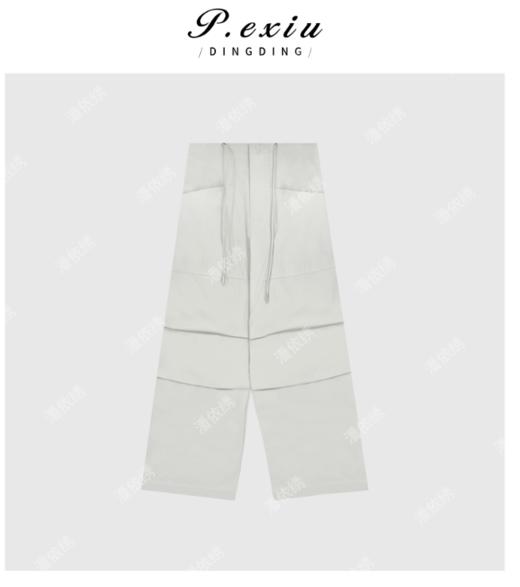 03-4潘依绣丁丁宠粉褶皱设计工装风通勤休闲抽绳伞兵裤 Q7839 商品图0