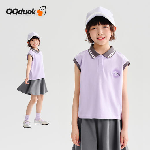【清仓捡漏】【120-165】【可可鸭】女童夏季短袖T恤POLO衫（95%棉 5%氨纶） 商品图4
