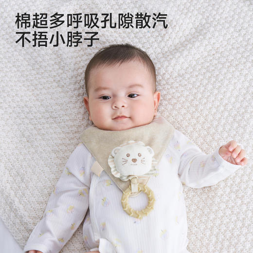 【精梳棉】英氏儿童口水巾四季可用宝宝卡通手挽带牙胶三角口水巾男童女童 商品图2