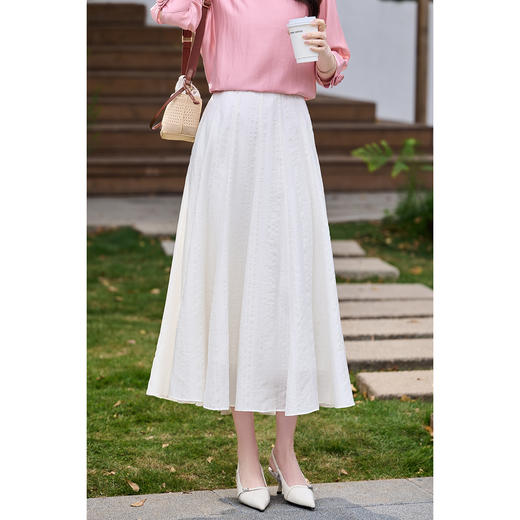 肌理感天丝半身裙 米思阳2026春新款高级感舒适休闲多片式立裁百搭大摆裙半身裙女6008 商品图1