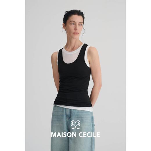 MC两色|莱赛尔春夏舒适透气修身真两件叠穿无袖背心MAISON CECILE 商品图2