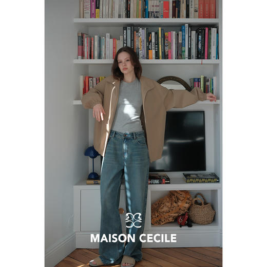 MC两色|山羊绒棉松弛感内里同色廓形翻领夹克外套MAISON CECILE 商品图2