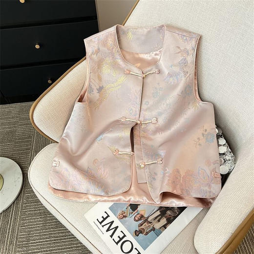 新中式宋锦提花盘扣马甲 商品图9