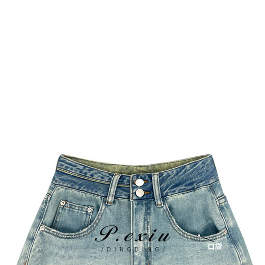 03-4潘依绣丁丁宠粉PanYiXiu/潘依绣设计感美式复古水洗渐变通勤百搭牛仔裤 K5863 商品图2