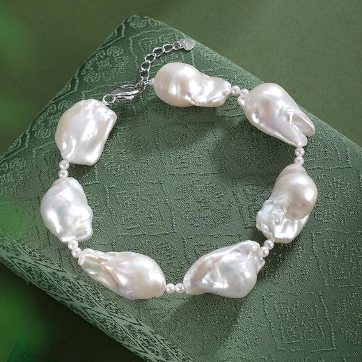 子佩集【潮汐褶皱】银S925珍珠惜王妃手链【BLKSL002】2.5mm小珠14-18mm巴洛克珠2601 商品图0