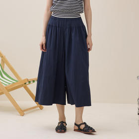 谜底肌理感阔腿裤八分裤2026夏新品腰头立条利落有型女262MK0487