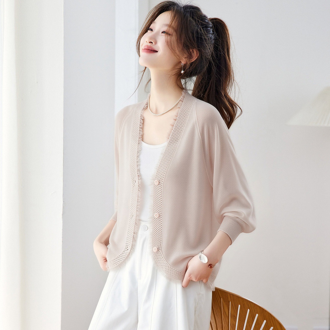 高级感轻奢流苏冰丝针织开衫，薄款好看防晒衣CC-XFY-3605