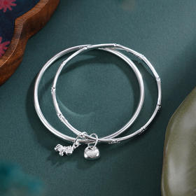 子佩集【福马聚宝】银S9999手镯【TC0522515】福袋小马竹节两个圈2601