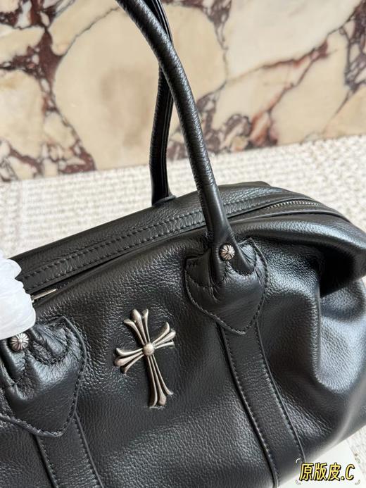 F032358十字架金属装饰手提复古感黑色荔枝纹饺子包 商品图4