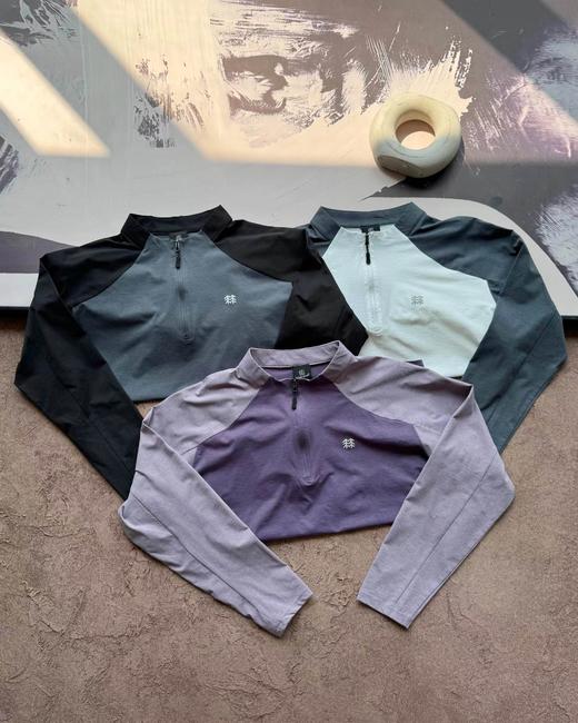 F032319春冬户外新款男款弹力运动休闲中厚半拉链打底衫长袖 商品图1